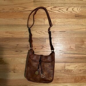 Elegant OKPTA Tan Leather Crossbody Bag